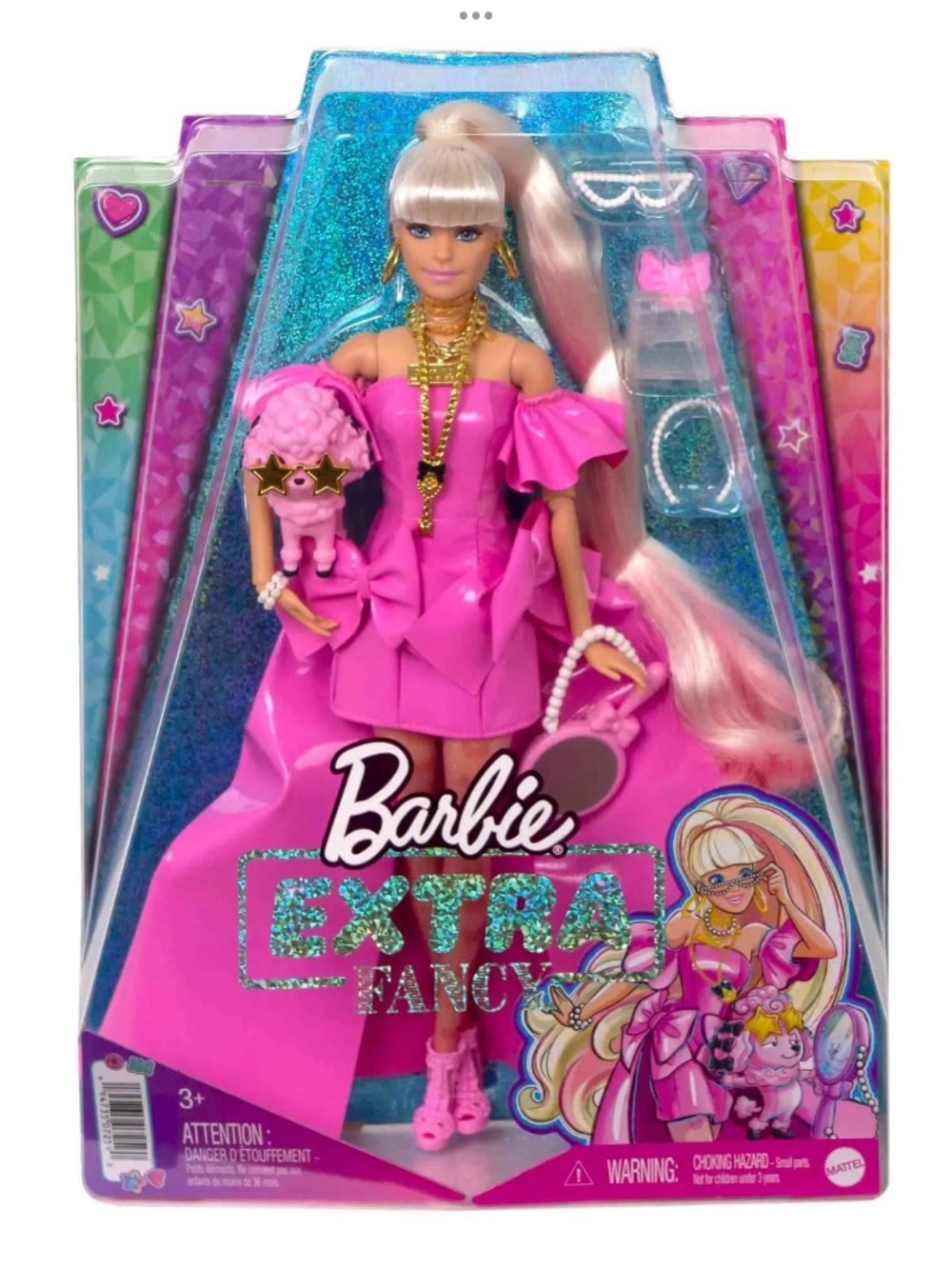 BNIB Barbie Extra Fancy Pink Glam Blonde Doll w/Pink Poodle